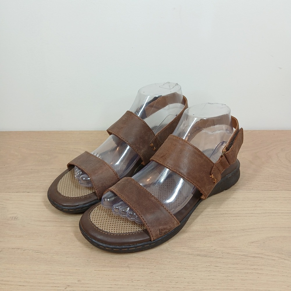 b.o.c Sandals Women 8M Brown Leather Slingback Comfort Walking Strappy Casual